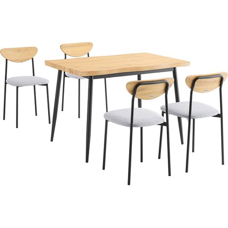 SoBuy 5-teiliges Esszimmerset mit bequemen Stühlen, 4-tiges Tisch- und Stuhlset, kompakter Küchentisch für kleine Räume, ideal für Esszimmer, Küche, Wohnzimmer OGT52-N