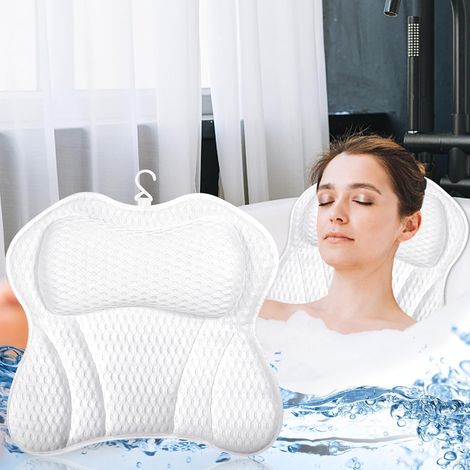 JSSEVN-Coussins de Bain, Coussin Baignoire 4D avec 6 Ventouses Antidérapant et Puissantes pour Oreiller Spa, Jacuzzi, Bain à Remous (1/5)