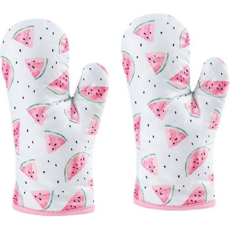 Gants De Cuisine - Coton Et Polyester - Résistants À La Chaleur - Pour Cuisson Pâtisserie Barbecue - Lot De 2