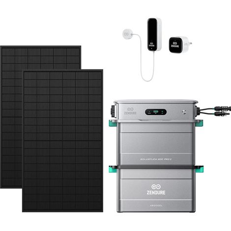 Zendure SolarFlow 800 Pro 2 – Balkonkraftwerk mit Speicher, 2640W Solar-Eingang, 1000W AC-Laden, 800W Ausgang, KI-Energiemanagement, mit AB2000L, mit Smart Meter D0, 2x450W Solarpanel