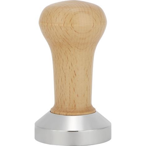 Pilon à café 51mm, presse à café manuelle, outil de préparation espresso, accessoire maison, fond plat en bois couleur naturelle (1/5)