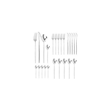24 Pieces Couvert Couverts de Table Menagere Service de Table 6 Personnes avec Reutilisable Inox Fourchettes de Table Petite Cuillère Couteaux de Table Argent (1/5)