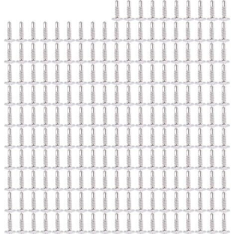 Edelstahl-Maschinenschrauben M4,2x16, Packung mit 200 Stück, Flachkopf mit Unterlegscheibe, selbstbohrende Schrauben, vielseitiges Befestigungszubehör. (1/5)