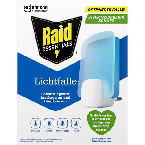 Essentials Piège Lumineux LED pour Mouches, Mouches à Fruits et Mites, Protection 24/7, sans Insecticide, adapté à la Famille, sans Odeur et sans résidus, pour l'intérieur, 1 piège Lumineux et 1 (1/5)