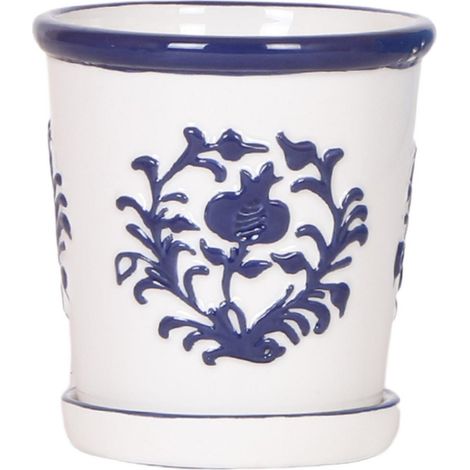 Cache-pot Malaga en Céramique Bleue Décoratif Style Porcelaine pour Plantes d'Intérieur Ø 9 cm - PANGIVO (1/3)