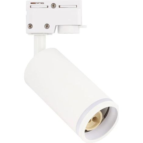 Faretto da Binario Monofase Track Light GU10 Orientabile in Alluminio Bianco per Illuminazione Interni – Compatibile Binari Standard – Max 35W