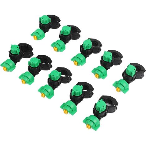 Lot de 10 buses de pulvérisation agricoles montées sur tracteur - Embouts plats pour irrigation des cultures - Plastique vert - Noir - 22 mm (1/5)