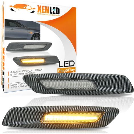 Répétiteurs latéraux LED BMW Série E81, E82, E87, E88, E90, E91, E92, E93, E60 et E61 Carbone / Claire (1/5)