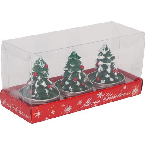 Bougies chauffe-plat en forme de sapin de Noël, fabriquées à la main avec soin. Idéales pour décorer votre intérieur pendant les fêtes. (1/5)