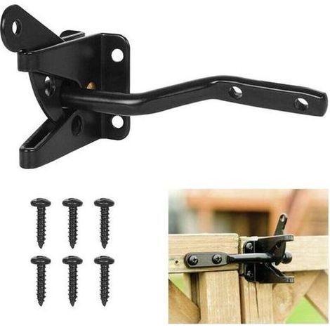 pair NOLUXA Ersandy Verrou de Portail Verrouillage automatique-Serrure Métal à Boulon-Loquet Acier à Gravité Clôture Jardin-Noir-Vis de Fixation Fournis (1/4)