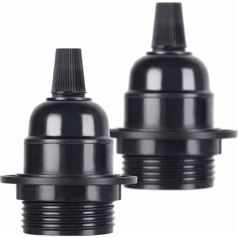 2 Pcs/Pack Edison Screw ES E27 Light Bulb Lamp Holder Pendant Socket Black Bakelite (1/5)
