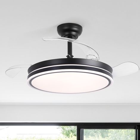 Parrot Uncle Deckenventilator mit LED und ausfahrbaren Flügeln, 106 cm, 36 W DC-Motor, 6 Geschwindigkeiten, Sommer-/Winterfunktion, mit Fernbedienung, rundes Design, schwarz