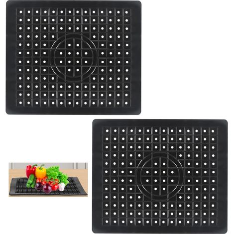Lot de 2 tapis en caoutchouc - 31,4 x 26 cm - Protection anti-éclaboussures - Tapis d'évier pour évier (1/5)