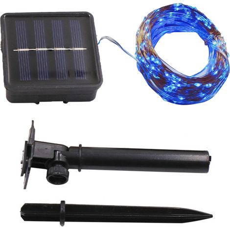 Kurze Solar-Lichterkette für den Außenbereich, 50 blaue LEDs, blinkender Glühwürmchen-Effekt, 4,88 m (16 ft), ideal zur Dekoration von Garten und Hof. (1/5)