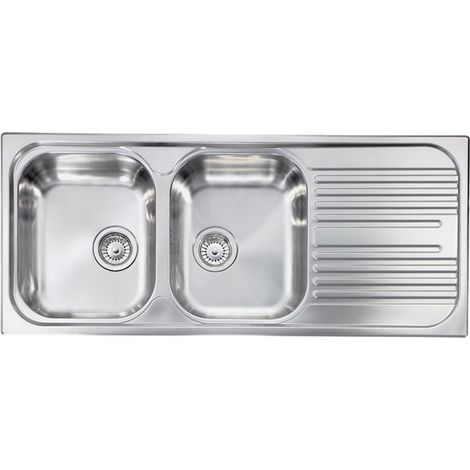 CM 010547S1012016 Atlantic Lavello da incasso 2 vasche gocciolatoio destro 116x50 cm Acciaio Inox Sopratop colore Inox Satinato (1/6)