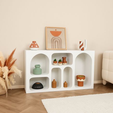 Dmora - Kommode Bellatrix, Wohnzimmerbuffet, Wohnzimmer-Sideboard, Moderne Küchen-Speisekammer, 120x37h74 cm, Weiß, mit verstärkter Verpackung (1/5)