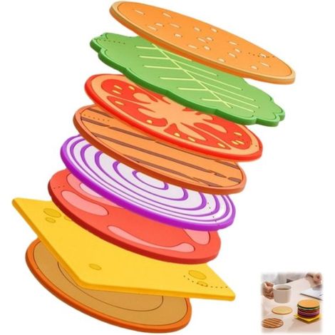 Set di 8 sottobicchieri natalizi con base antiscivolo, termoisolanti, 9 x 9 x 0,28 cm, multicolore. (1/5)