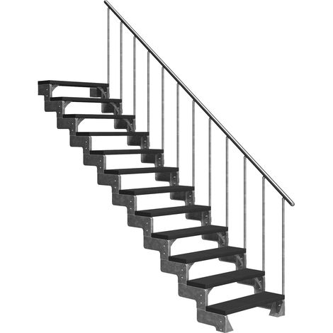 Dolle Außentreppe Gardentop 234-286cm Geschosshöhe mit Trimax anthrazit 80cm breit mit Geländer (1/5)