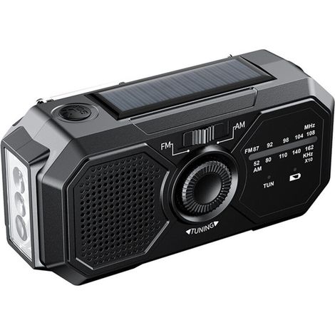 Radio solaire portable d'urgence , 1200 mAh, noire (1/5)