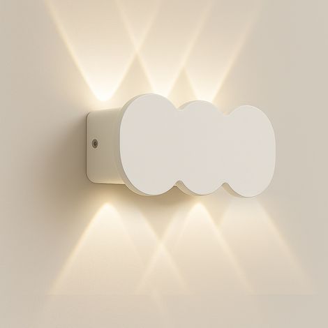 Applique da Muro 6 Led Lampada a Parete Bianca con Luce Bianco Caldo 15x8x3cm (1/5)
