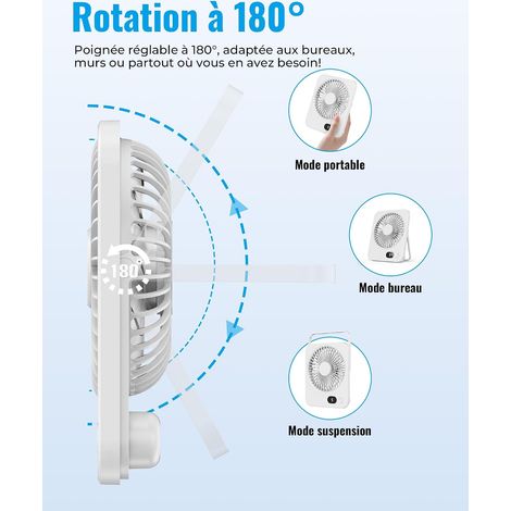 Ventilatore da Tavolo Portatile USB – 5 Velocità, Silenzioso 45dB, Angolo Regolabile 180° con Display LED – Design Moderno in Plastica Resistente – Ideale per Ufficio, Campeggio e Viaggi (1/4)