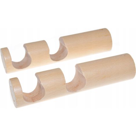 Soporte doble de madera para barra de cortina moderna, diámetro 28 mm, pino, 2 unidades. (1/5)