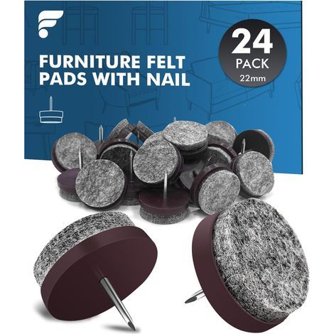 24 x Patins en Feutre pour Meubles - Ø 22mm Patins pour Chaises, Pied de Chaise - 5mm d'épaisseur Tampon pour Chaise, Patin Chaise a Clouer (1/5)