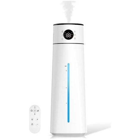 Humidificateur d'Air, 8L Top Fill Humidificateur d'air Chambre Avec Télécommande, Minuterie, Contrôle Intelligent de l'Humidité, Veilleuse, 80H, Silencieux pour Bébés et Plantes, la maison, le bureau (1/5)