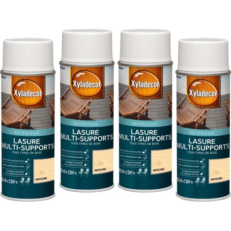 Lasure aérosol Multi-supports - Lot de 4 - Tous types de bois extérieur - Mat Incolore 400 mL - Xyladecor