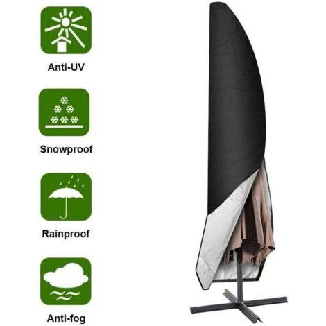 Accessoire pour parasol Couverture pour Parasol, 265cm Jardin Parasol Couverture/Housse de Protection pour Parasol Oxford étanche, Noir (1/4)