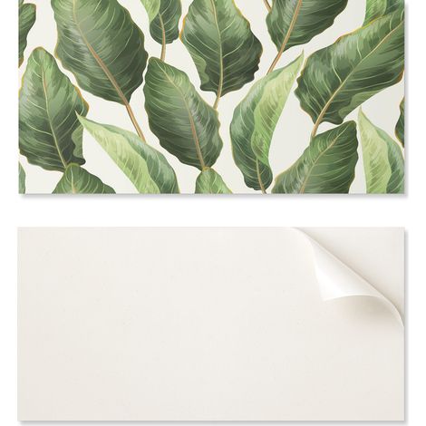 Panel de vinilo con estampado de hojas de estilo tropical para una f谩cil transformaci贸n de la pared. 100x50 cm.