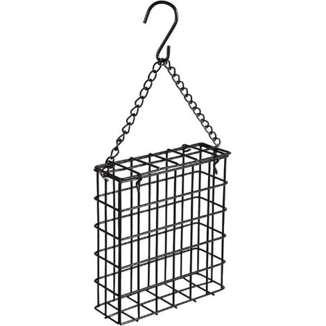 Mangiatoia per uccelli da esterno, palla di sego per uccelli, gabbia per uccelli in filo metallico quadrato, mangiatoia per uccelli selvatici in metallo, gabbie da giardino per fringuelli (1/5)