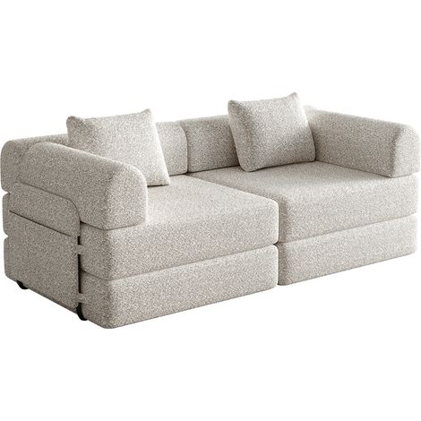 ELVMI Schlafsofa 2-in-1 Modular mit Stauraum in Armlehne und Rutschfester Unterseite aus Chenille Khaki (1/5)