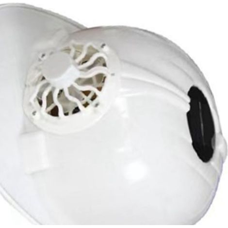 Chapeau de chantier d'été respirant à énergie solaire avec ventilateur, blanc. (1/5)