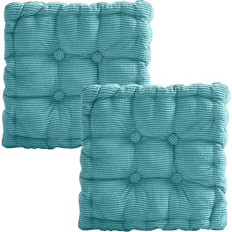 Coussin d'assise d'extérieur 40 x 40 cm - 5 cm d'épaisseur - Pour chaise de jardin, balcon, terrasse et salon - Lavable en machine - Bleu ciel (1/5)