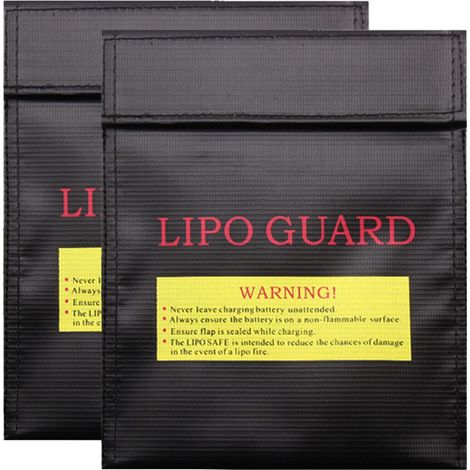 2 Stück Lithium-Batterie-Sicherheitstasche, flammhemmende Lipo-Batterie-Tasche, flammhemmende Batterie-Sicherheitstasche, flammhemmend und explosionsgeschützt, 18 x 23 cm, schützt Wertsachen