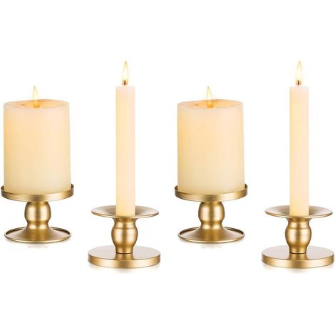 Kerzenständer Stabkerzen Metall Vintage Hochzeit Tischdeko 4 Gold (1/5)
