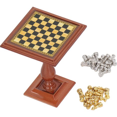 Échiquier magnétique miniature en alliage pour poupée 1:12, avec table à pieds, décoration réaliste pour maison de poupée 1/6 et 1/12 (1/5)