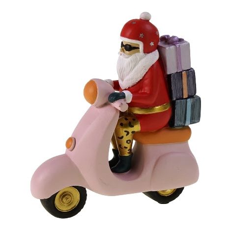 Babbo Natale in moto rosa 14.5x5.5x16 cm Sweet Christmas