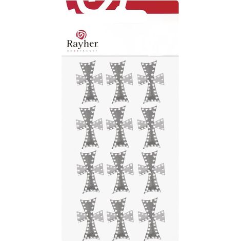 RAYHER - 12 PEZZI - CROCE METALLO CON BOLLINO ADESIVO 2,7X1,8CM