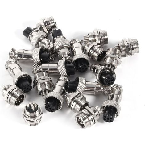 10 Paires Connecteur Aviation GX12 6 Broches 12mm Mâle Femelle Métal (1/5)