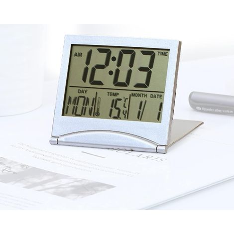 RéVeil De Voyage NuméRique,Mini Reveil Digital Pour Voyages,éCran Lcd Avec Date TempéRature Affichage,Mini RéVeil NuméRique Pliable Multifonctionnel Horloge,Calendrier,TempéRature Et Minuterie (1/5)