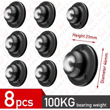 (8 noires) Roulettes auto-adhésives, roues pivotantes en acier inoxydable, rotation à 360°. (1/5)