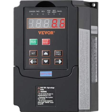 VEVOR Variateur de fréquence, 0,75 kW, entraînement à fréquence variable 3,5 A, entrée monophasée ou triphasée 40-60 Hz vers sortie triphasée 0-400 Hz VFD pour moteur de broche CNC contrôle de vitesse (1/5)