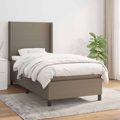 vidaXL Sommier à lattes de lit avec matelas Taupe 100x200 cm Tissu (1/5)