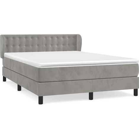 Maison Exclusive - Giroletto a Molle con Materasso Grigio Chiaro 140x200cm Velluto (1/5)
