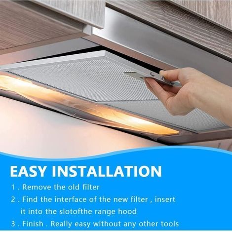2-teiliger Metallfettfilter für Dunstabzugshauben, 320 x 260 mm, Netzfilter-Zubehör für Dunstabzugshauben – Silber (1/5)