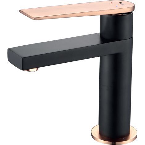 Essebagno Mitigeur lavabo bas Allure noir et or rose