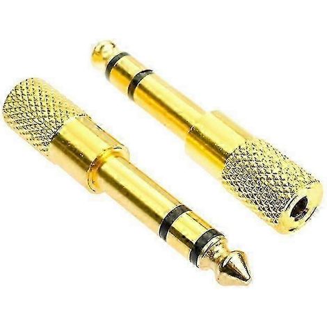 Adaptateur jack Dww-4PCS 6,35 mm et 3,5 mm avec plaque Cupid's Pur ou 24 Carats Gross Jack Petit Jack - Big Jack et Mini Jack Mle 6,35 mm et 3,5 mm Femelle (1/5)