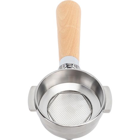 58-mm-Siebträger ohne Auslauf, Edelstahl, Griff aus Massivholz, Buche A2, für Kaffeemaschine (1/5)